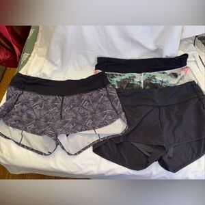 Lululemon Lot Of 3 Speedy Shorts 2.5” Inseam Multi Color Size 6